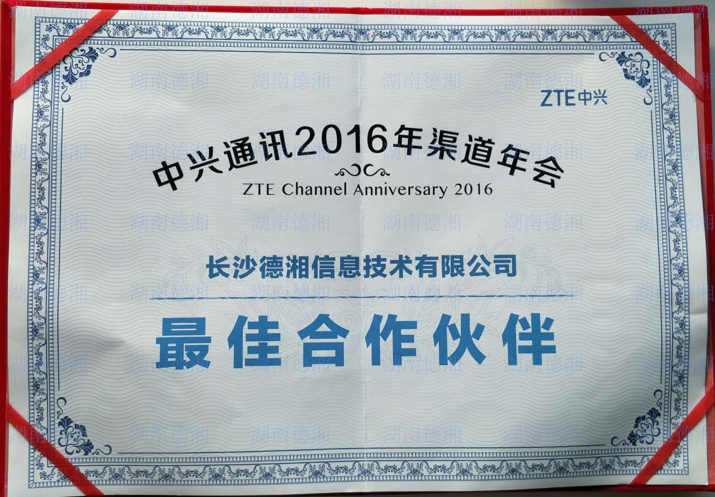 中興視訊2016年度最佳合作伙伴獎